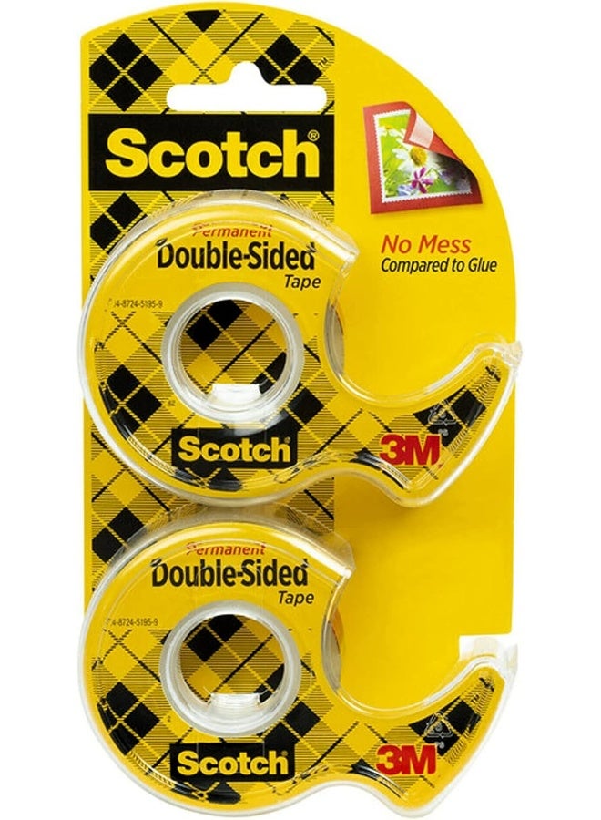 Scotch  شريط لاصق مزدوج الجوانب من سكتش، دائم، 1/2 بوصة × 400 بوصة، 2 موزع/عبوة - Image 1